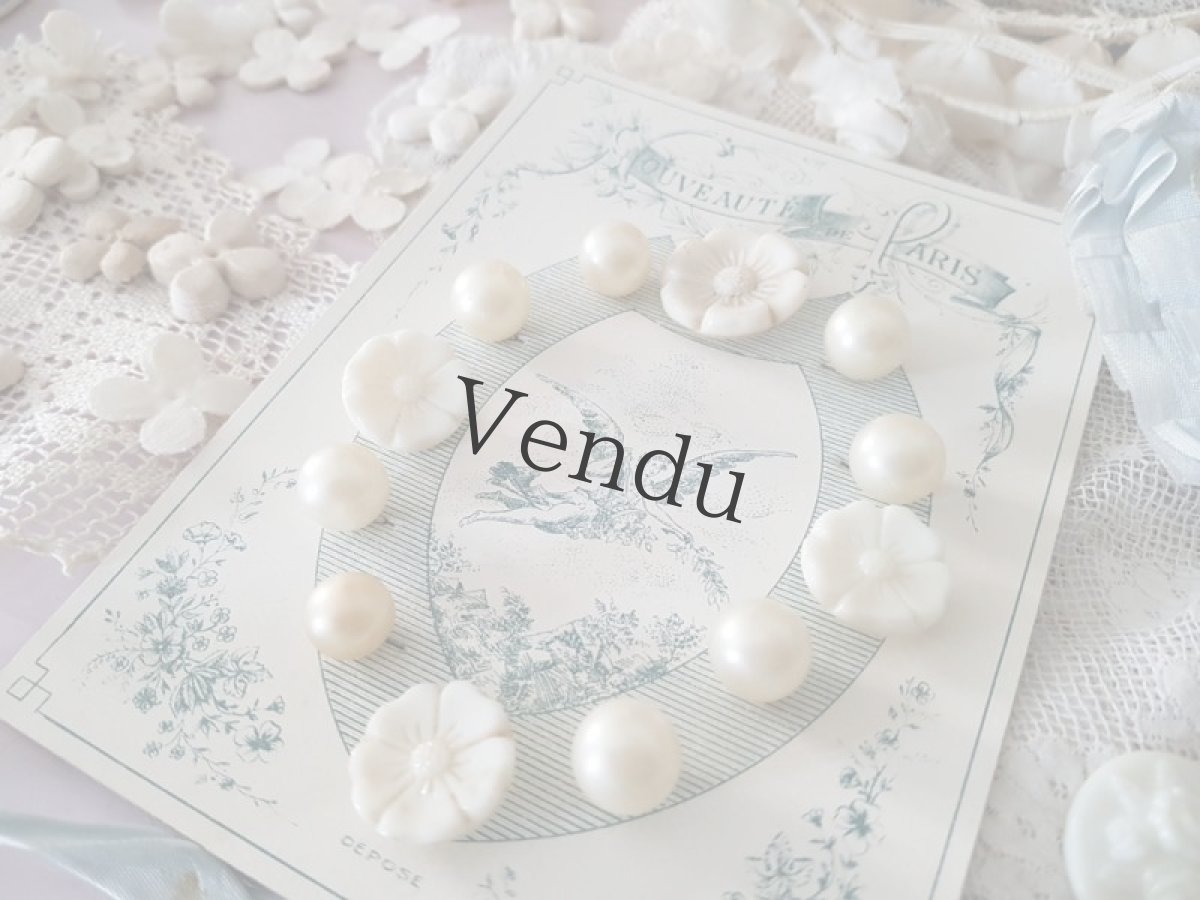 画像6: フランスアンティーク　お花と大粒ガラスパールボタンのボタンシート (6)