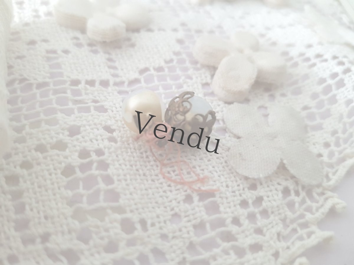 画像6: フランスアンティーク　つながったガラスパールボタン 2個 (6)