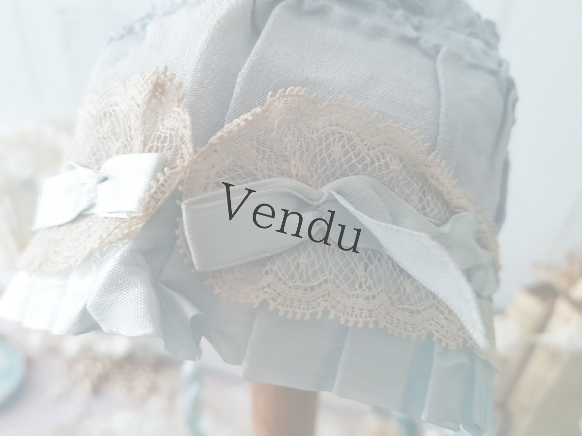 画像4: フランスアンティーク　ノスタルジックな水色のちいさなボネ (4)