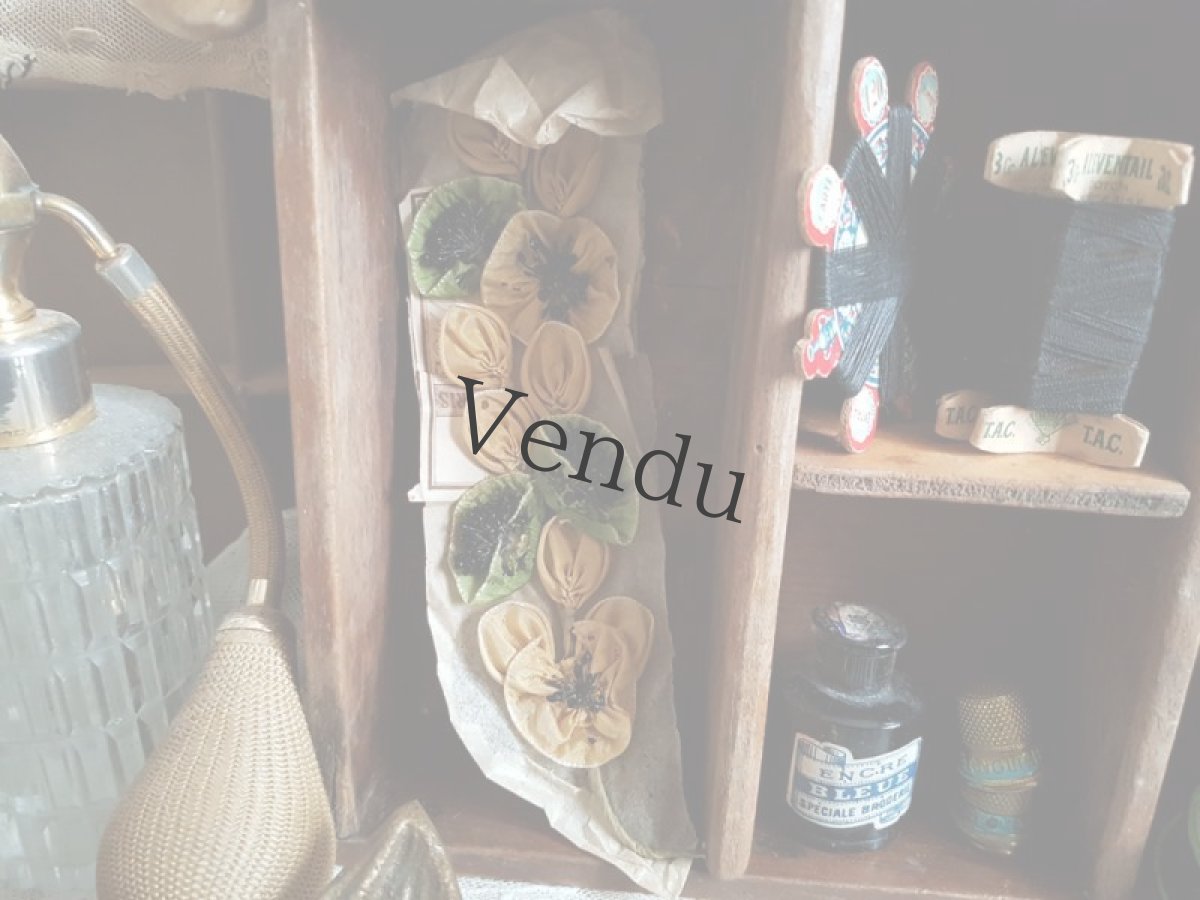 画像9: フランスアンティーク　20世紀初頭 布花コサージュ　ラベル付き (9)