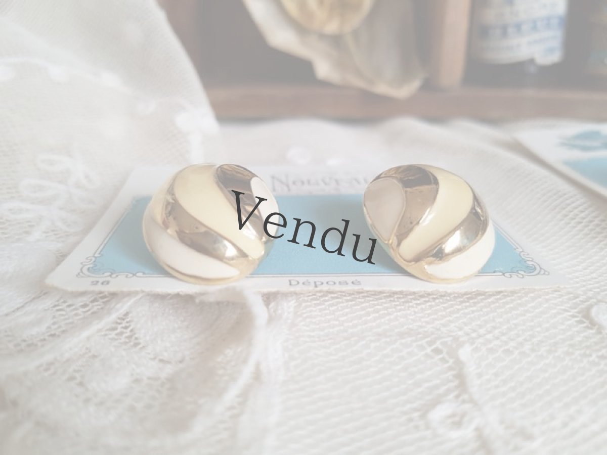 画像3: フランスヴィンテージ　イヤリング Crème (3)