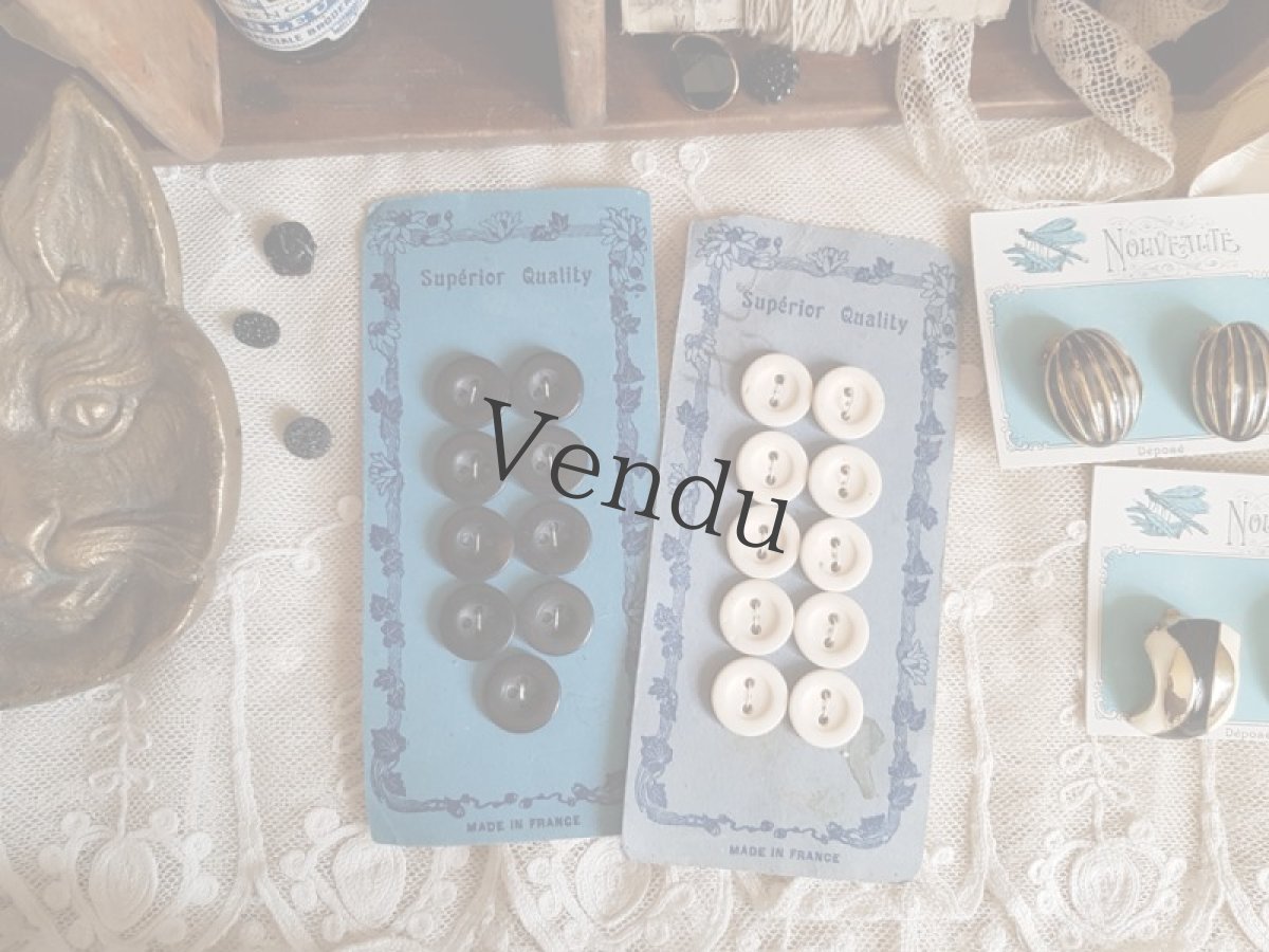 画像2: フランスアンティーク　ボタンシートセット Blanc et Noir 15mm (2)