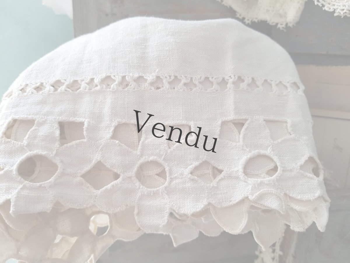画像4: フランスアンティーク　お花のリシュリュー刺繍 幅広端切れ 144cm (4)