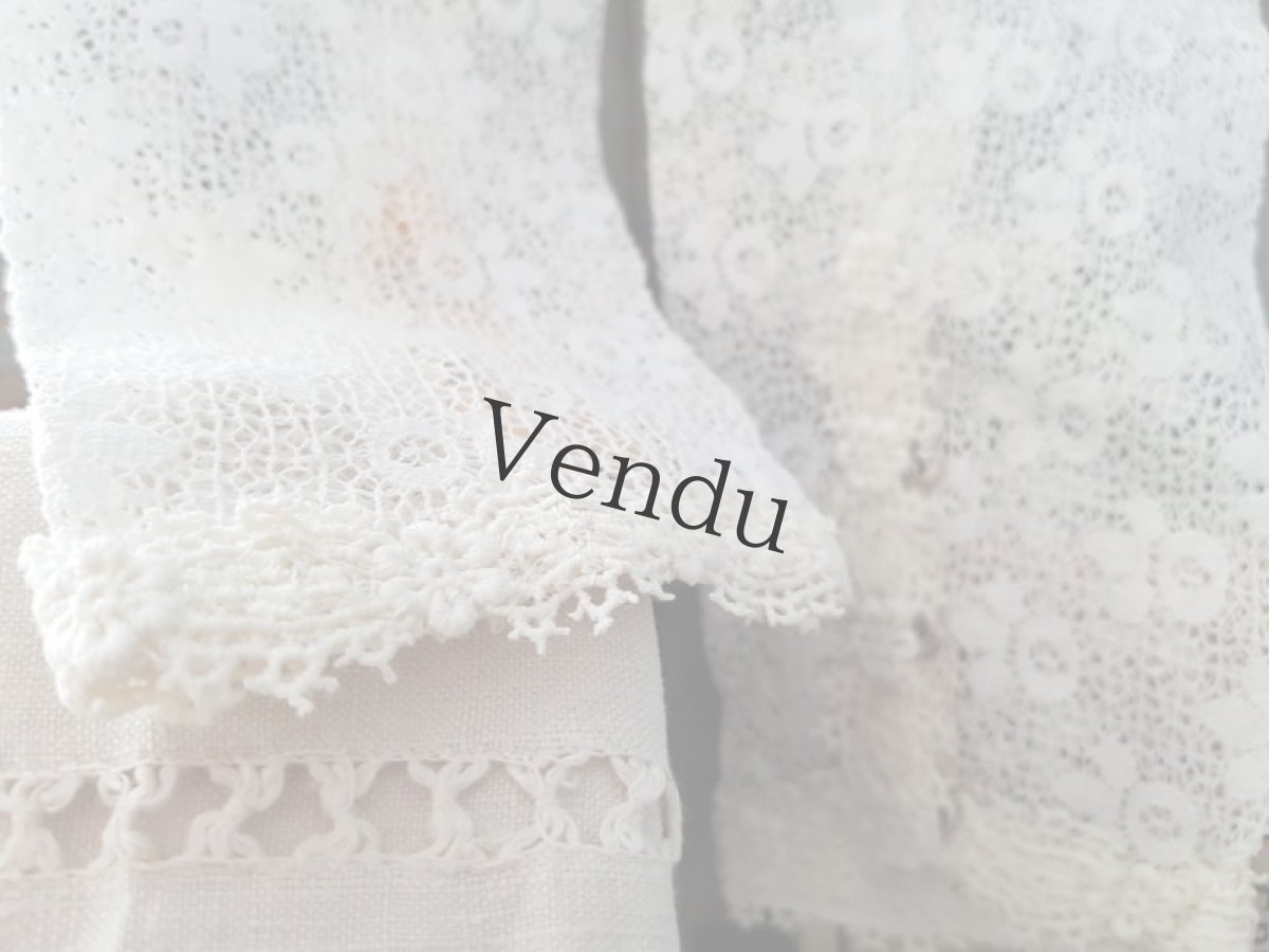 画像2: フランスヴィンテージ　お花刺繍レースのお袖セット (2)