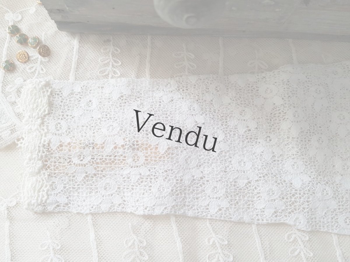 画像4: フランスヴィンテージ　お花刺繍レースのお袖セット (4)