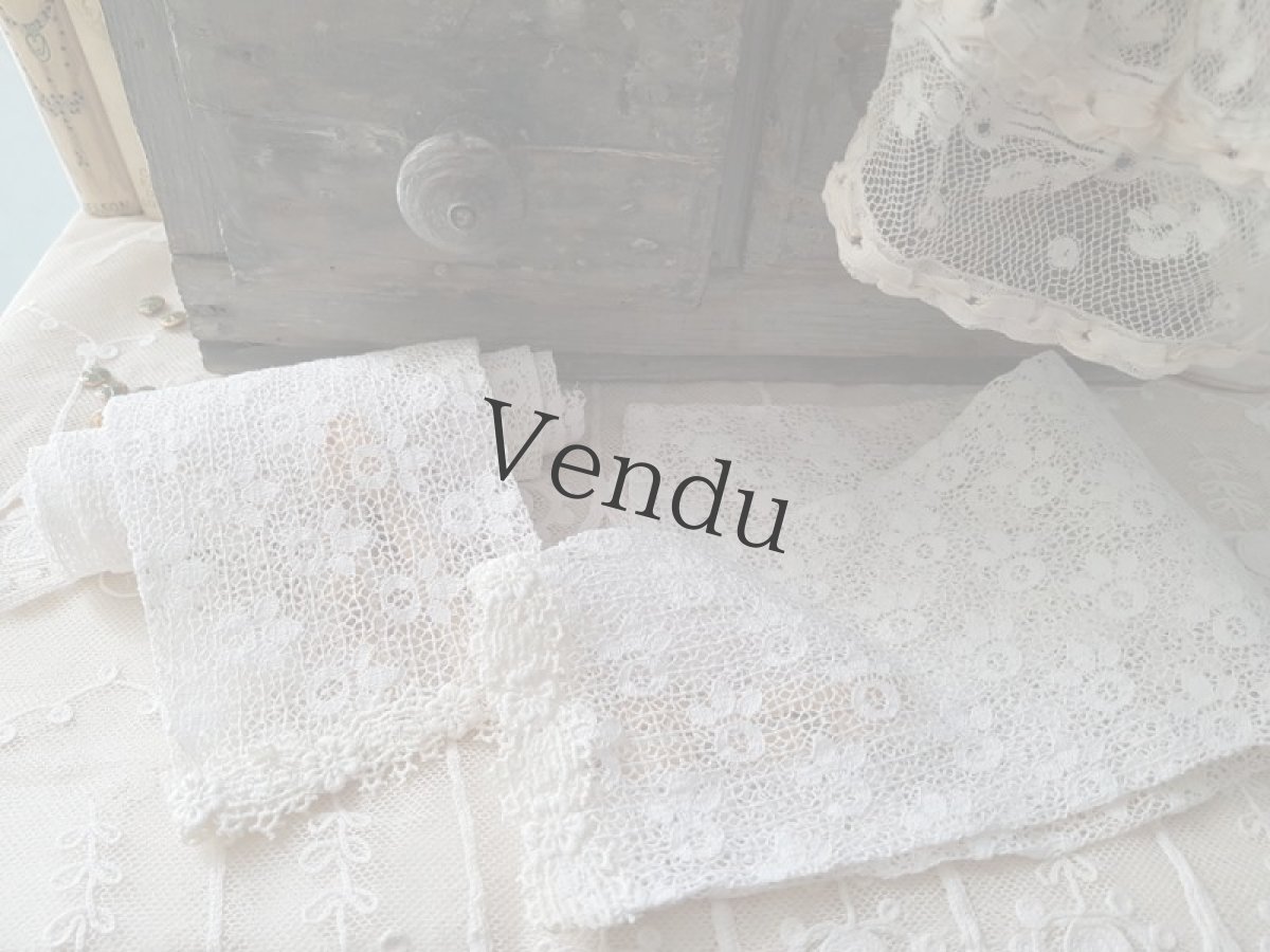 画像6: フランスヴィンテージ　お花刺繍レースのお袖セット (6)