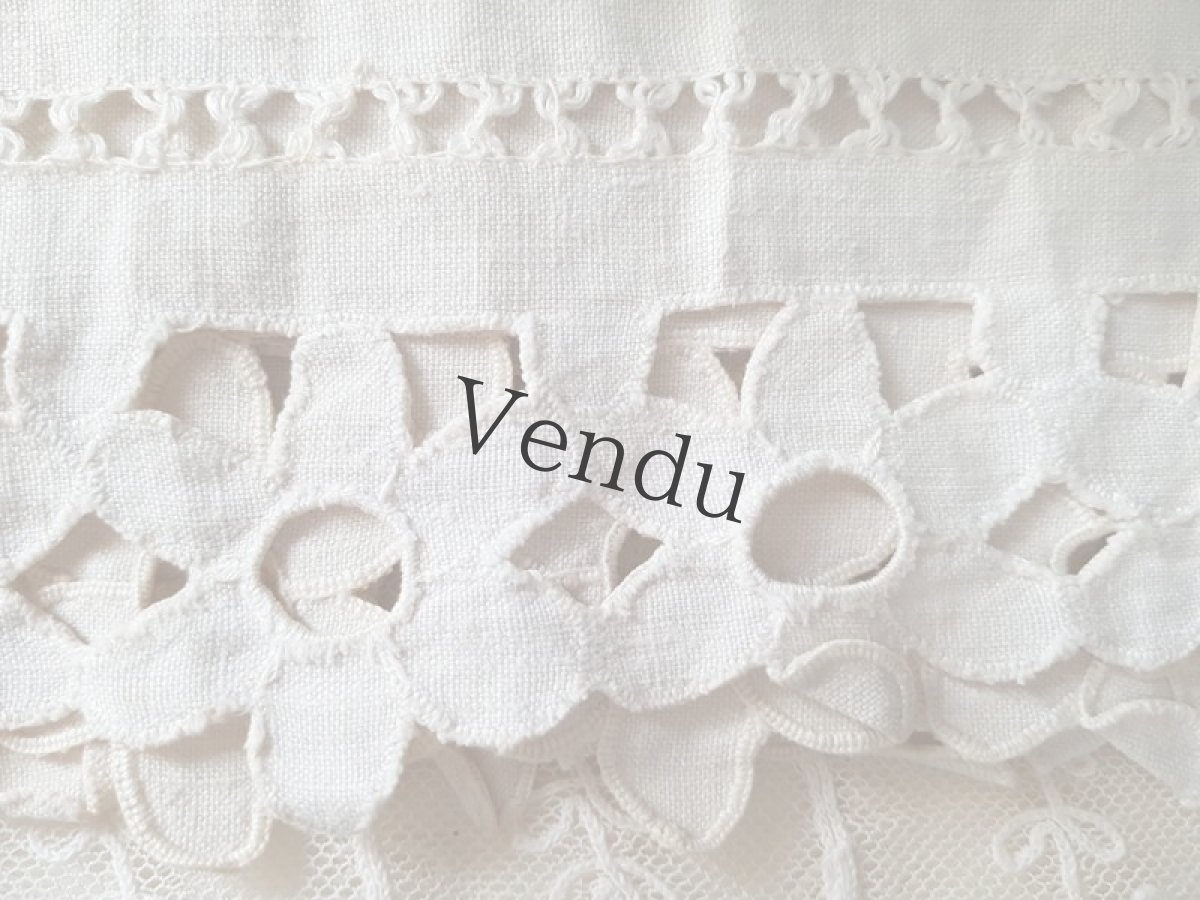 画像3: フランスアンティーク　お花のリシュリュー刺繍 幅広端切れ 144cm (3)