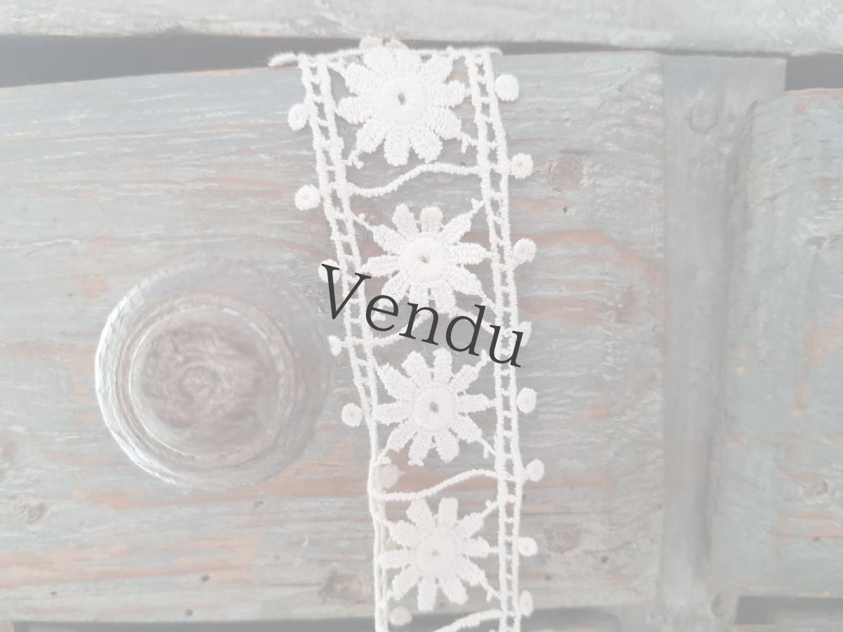 画像3: フランスヴィンテージ　お花の刺繍レースブレード 76cm (3)