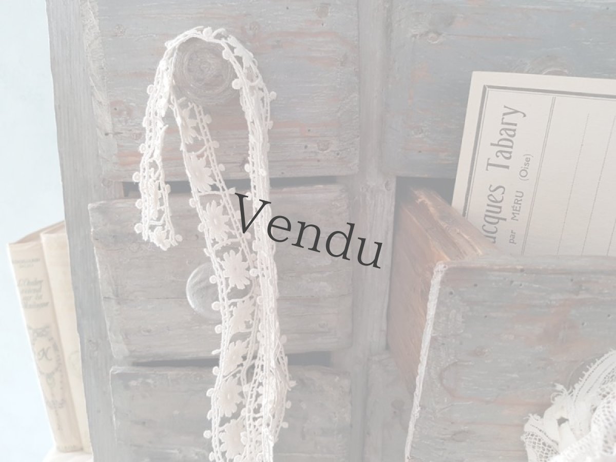 画像4: フランスヴィンテージ　お花の刺繍レースブレード 76cm (4)