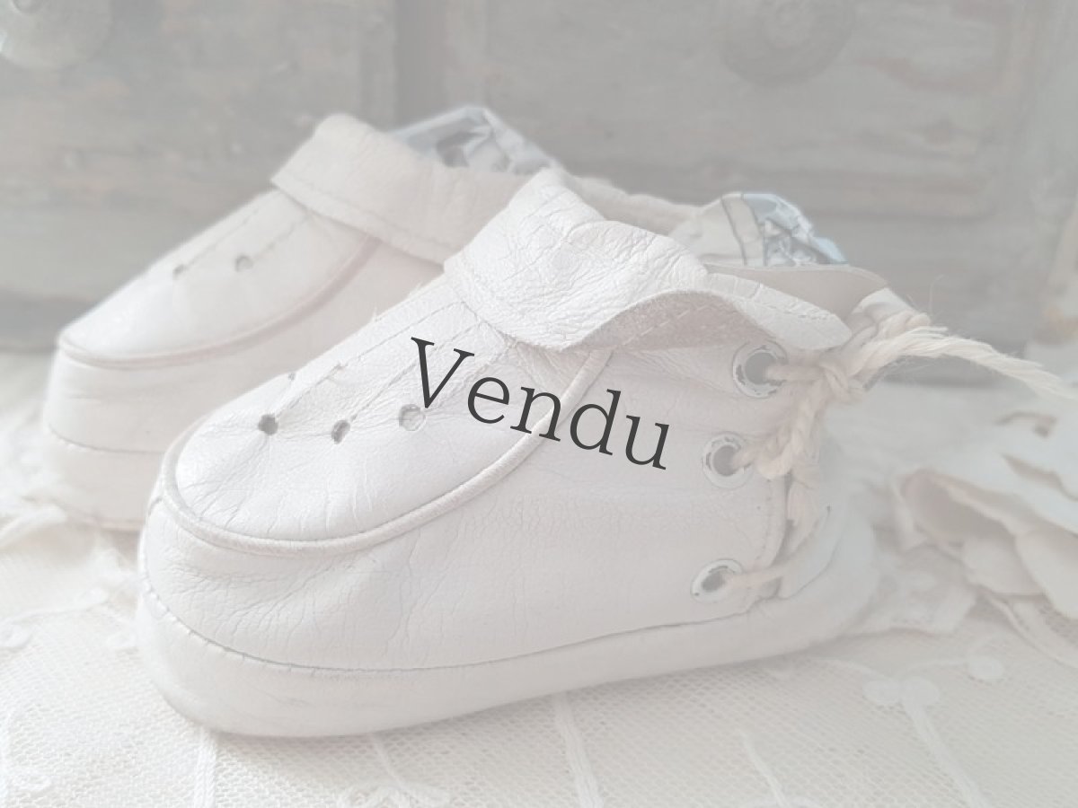 画像3: フランスヴィンテージ　べべ用　白いレザーシューズ (3)