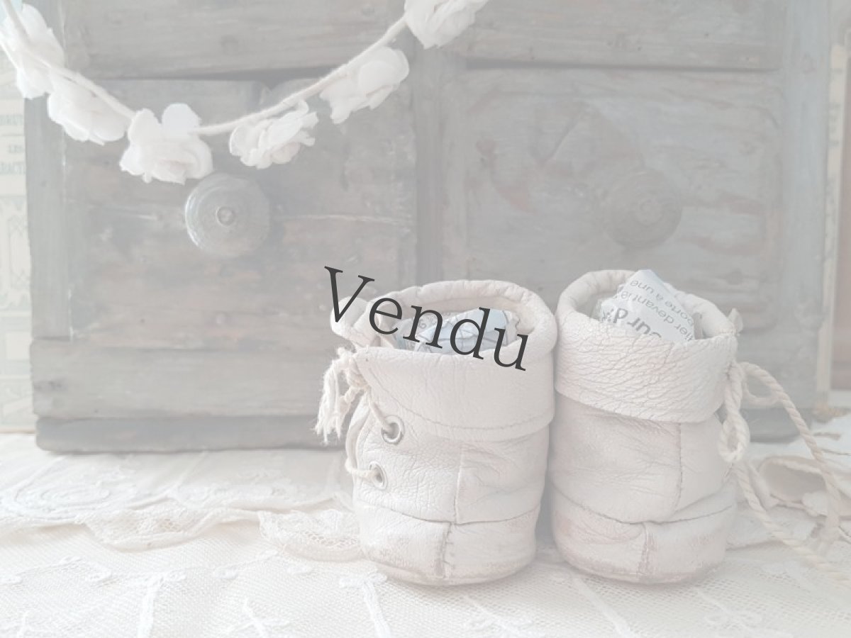 画像4: フランスヴィンテージ　べべ用　白いレザーシューズ (4)