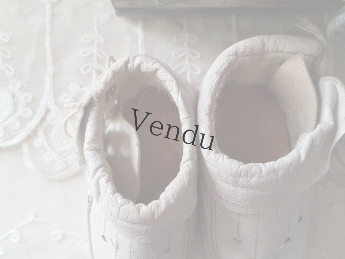 画像6: フランスヴィンテージ　べべ用　白いレザーシューズ (6)