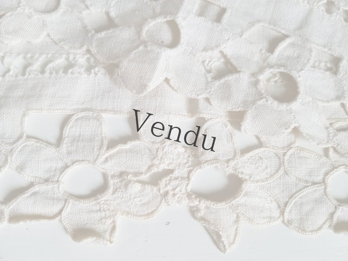 画像7: フランスアンティーク　お花のリシュリュー刺繍 幅広端切れ 144cm (7)