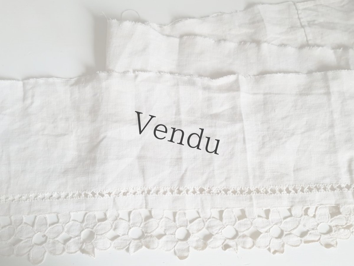 画像5: フランスアンティーク　お花のリシュリュー刺繍 幅広端切れ 144cm (5)