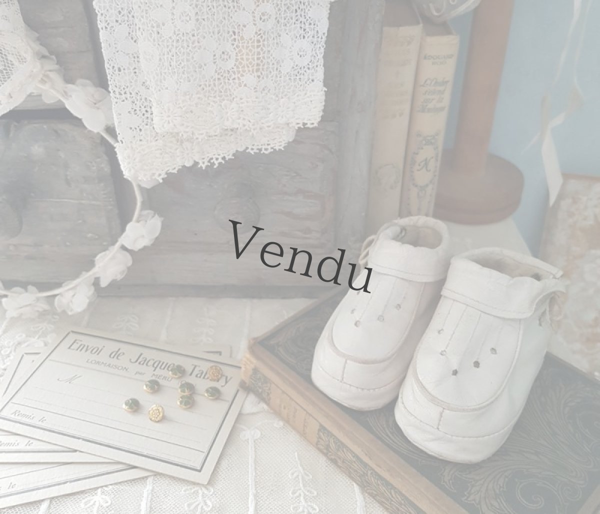 画像8: フランスヴィンテージ　べべ用　白いレザーシューズ (8)