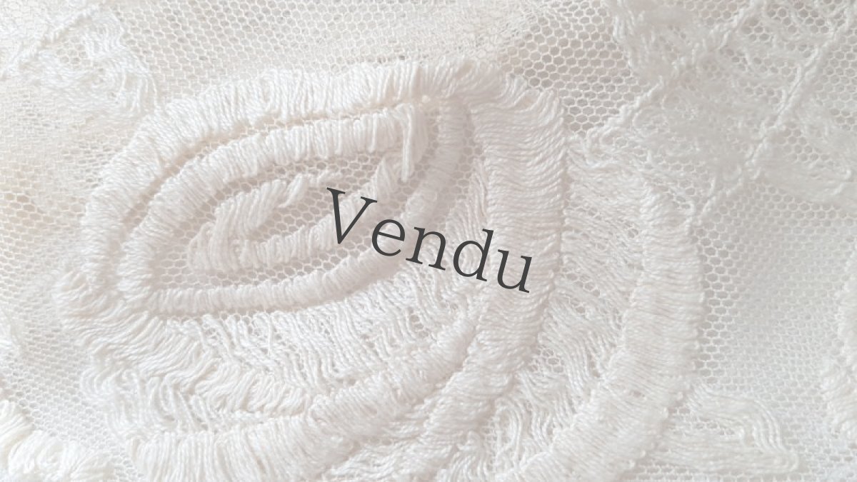 画像4: フランスアンティーク　チュールばらの刺繍 幅広レース 90cm〜 (4)