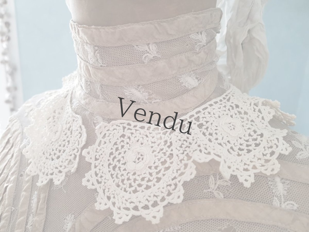 画像9: フランスヴィンテージ　アイリッシュクロッシェレースのつけ襟 (9)