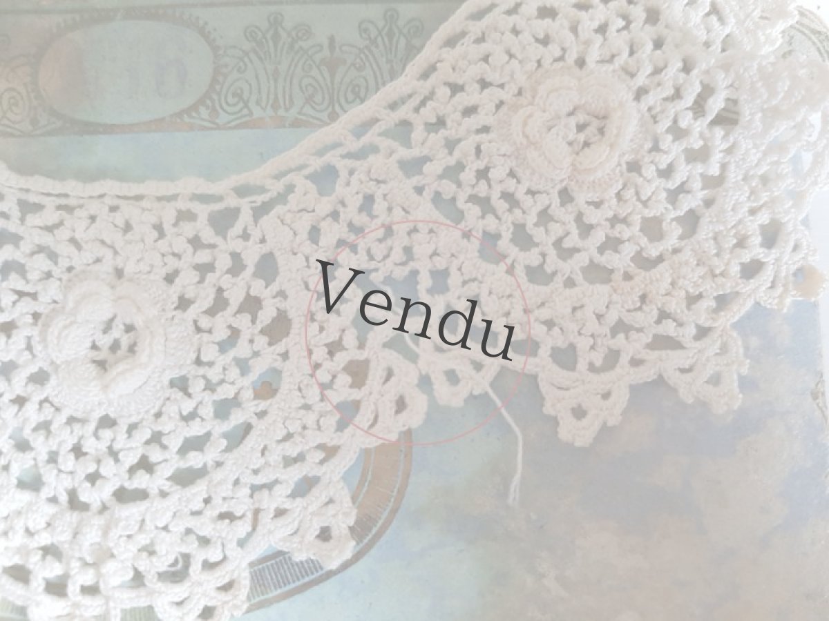 画像11: フランスヴィンテージ　アイリッシュクロッシェレースのつけ襟 (11)