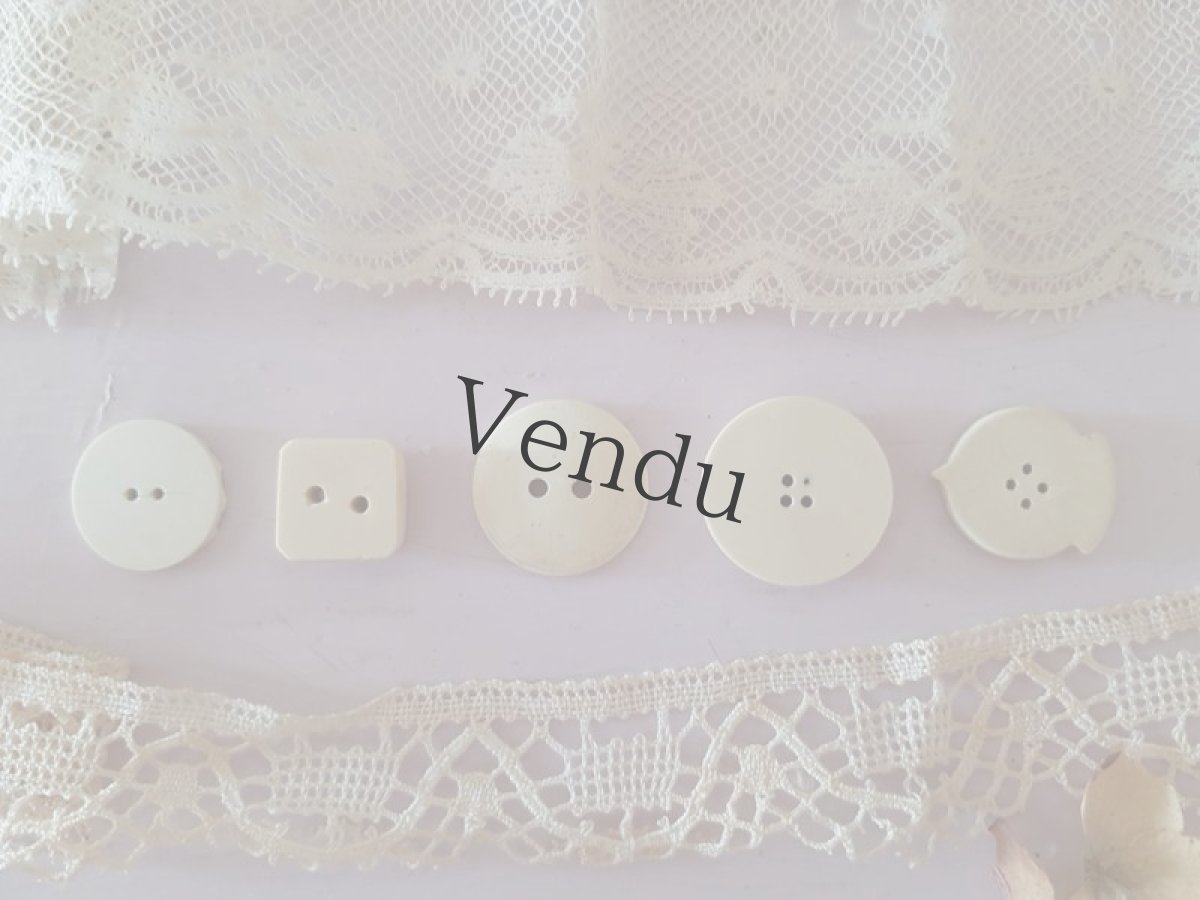 画像8: フランスアンティーク　レースとボタンのセット Écru B (8)