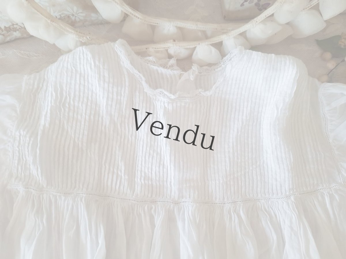 画像3: フランスアンティーク　べべのローブとボネのセット (3)