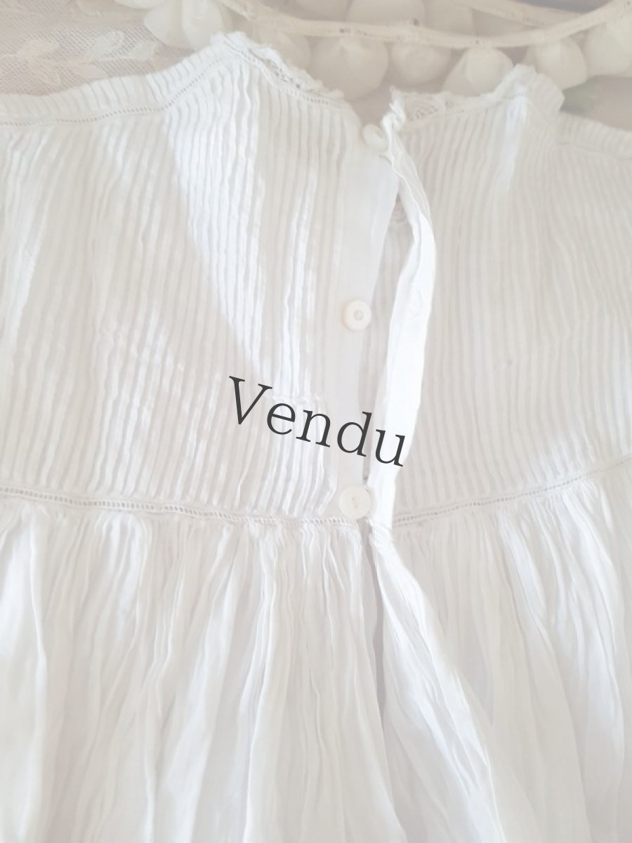 画像5: フランスアンティーク　べべのローブとボネのセット (5)