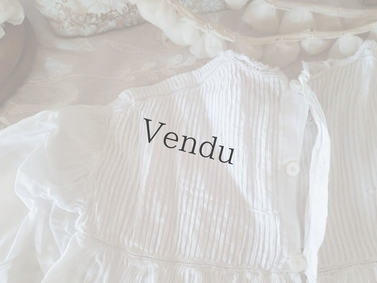 画像6: フランスアンティーク　べべのローブとボネのセット (6)