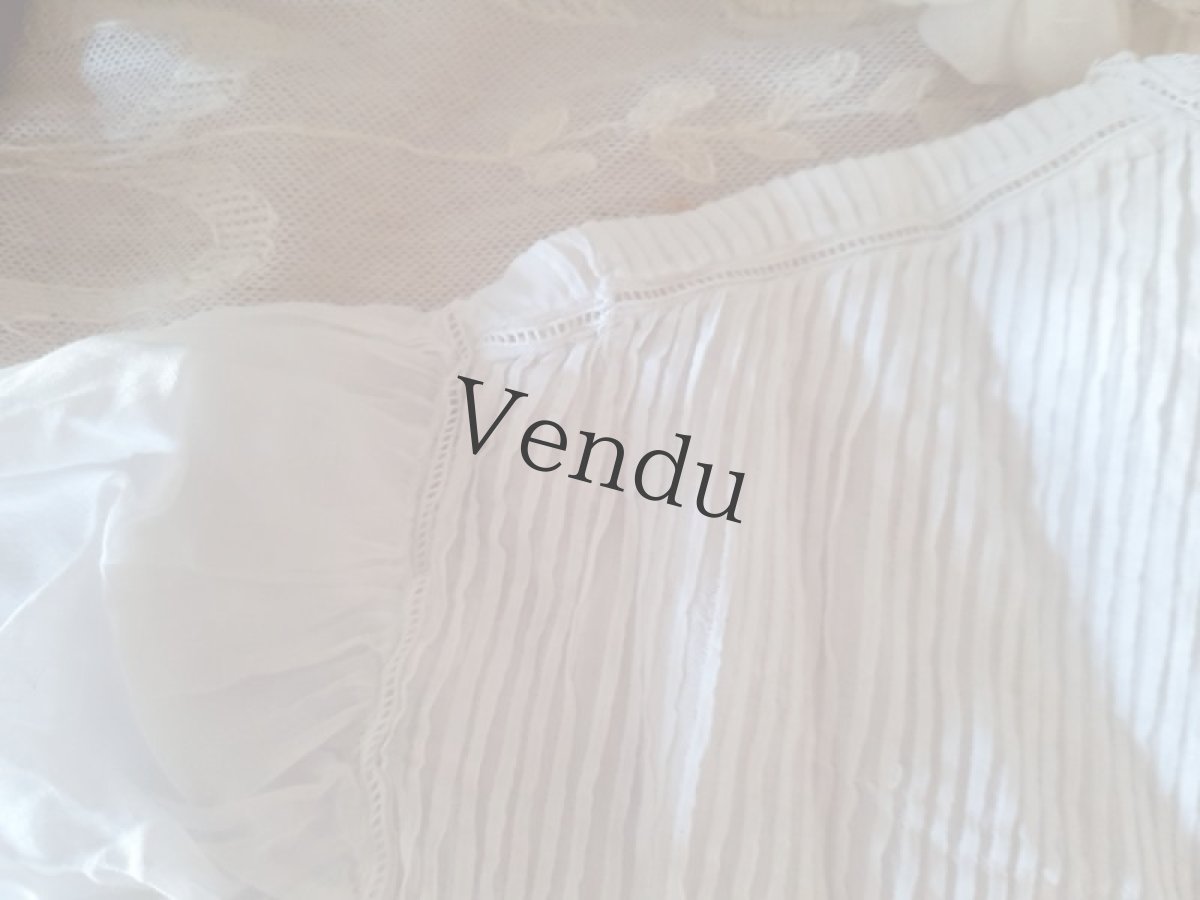 画像7: フランスアンティーク　べべのローブとボネのセット (7)