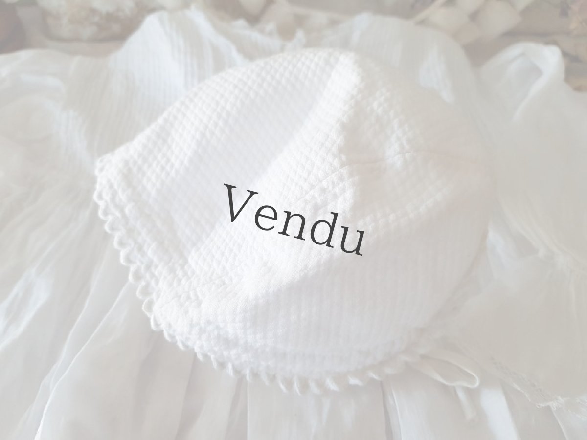 画像9: フランスアンティーク　べべのローブとボネのセット (9)