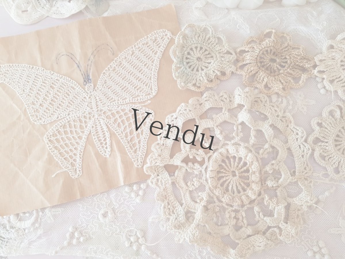 画像2: フランスヴィンテージ　クロッシェレースモチーフセット (2)