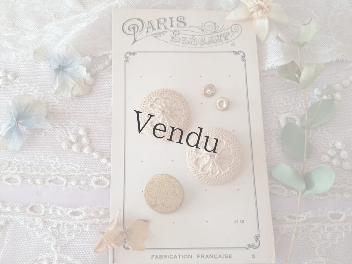 画像5: フランスアンティーク　ボタニカル柄ゴールドメタルボタン 23mm (5)