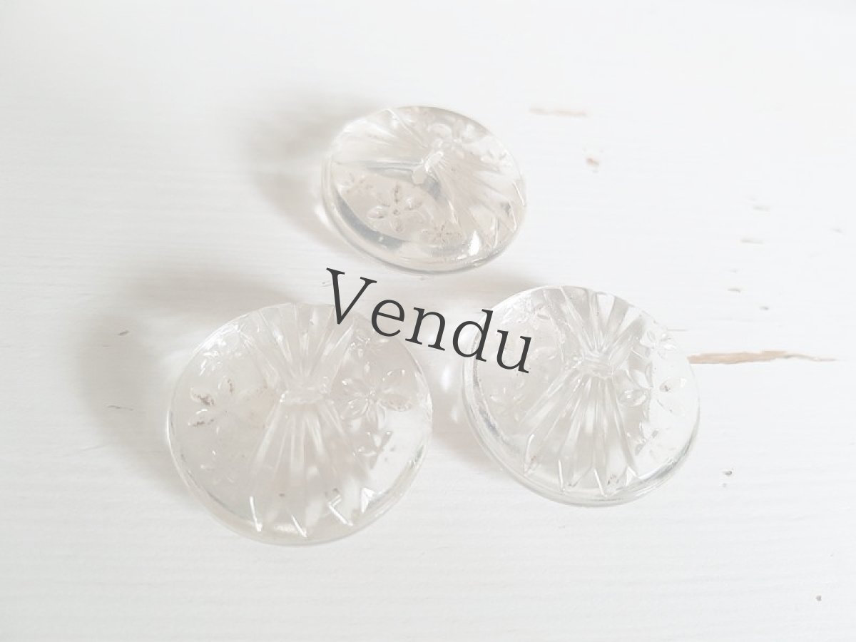 画像5: フランスアンティーク　お花装飾ガラスボタン27mm (5)