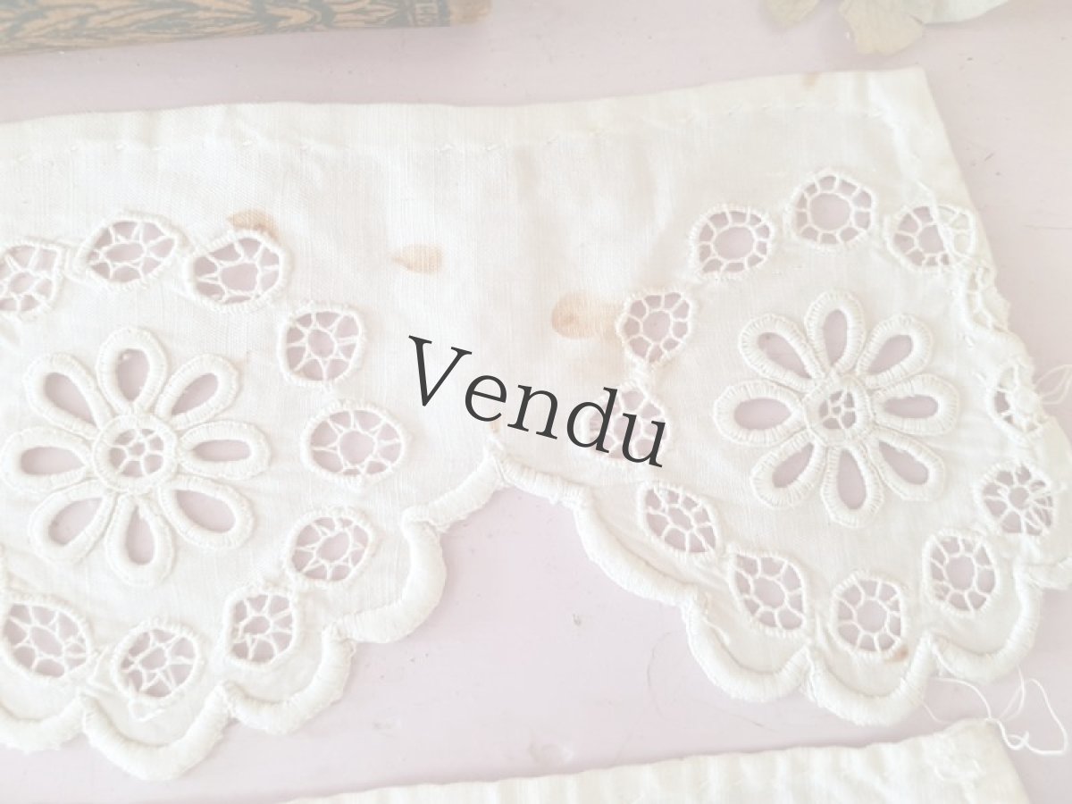 画像7: フランスアンティーク　カットワークレース端切れ3枚セット (7)