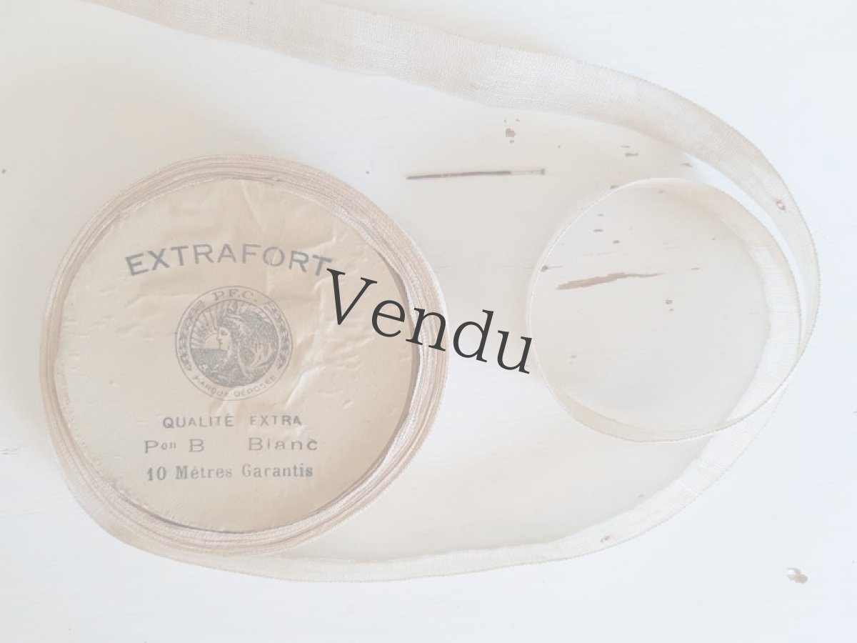 画像5: フランスアンティーク　P.F.C リボン エクリュ (5)