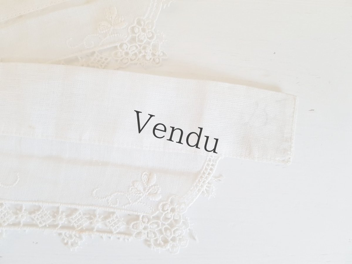 画像7: フランスアンティーク　白糸刺繍の小さなつけ襟 (7)