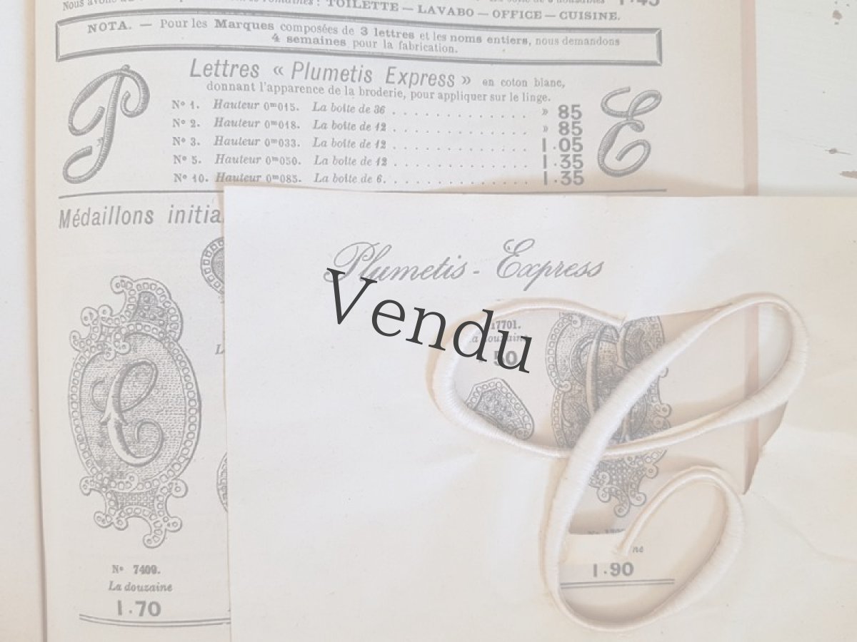 画像5: フランスアンティーク　Plumetis-Express No.8 刺繍用モノグラム "C" (5)