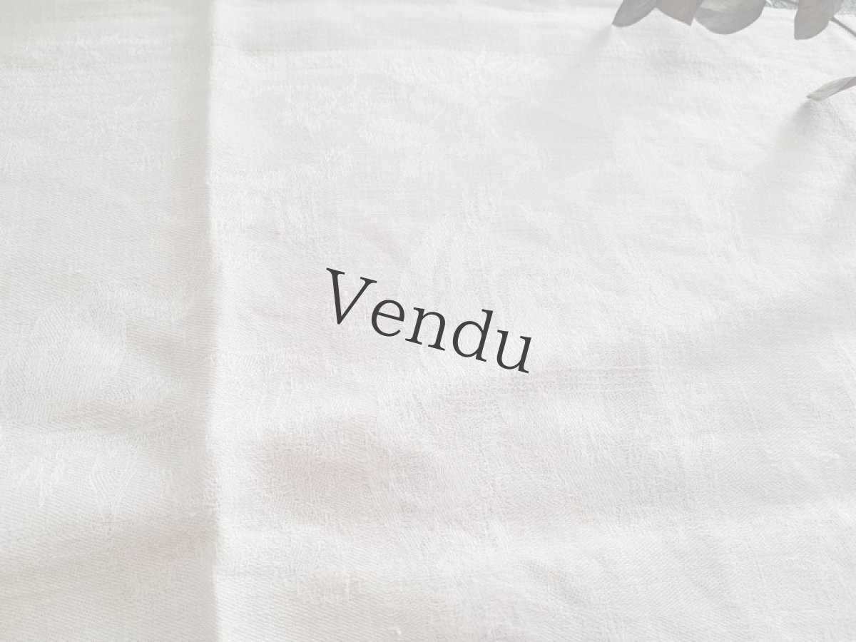 画像4: フランスアンティーク　モノグラム手刺繍HF ダマスク織リネンクロス (4)