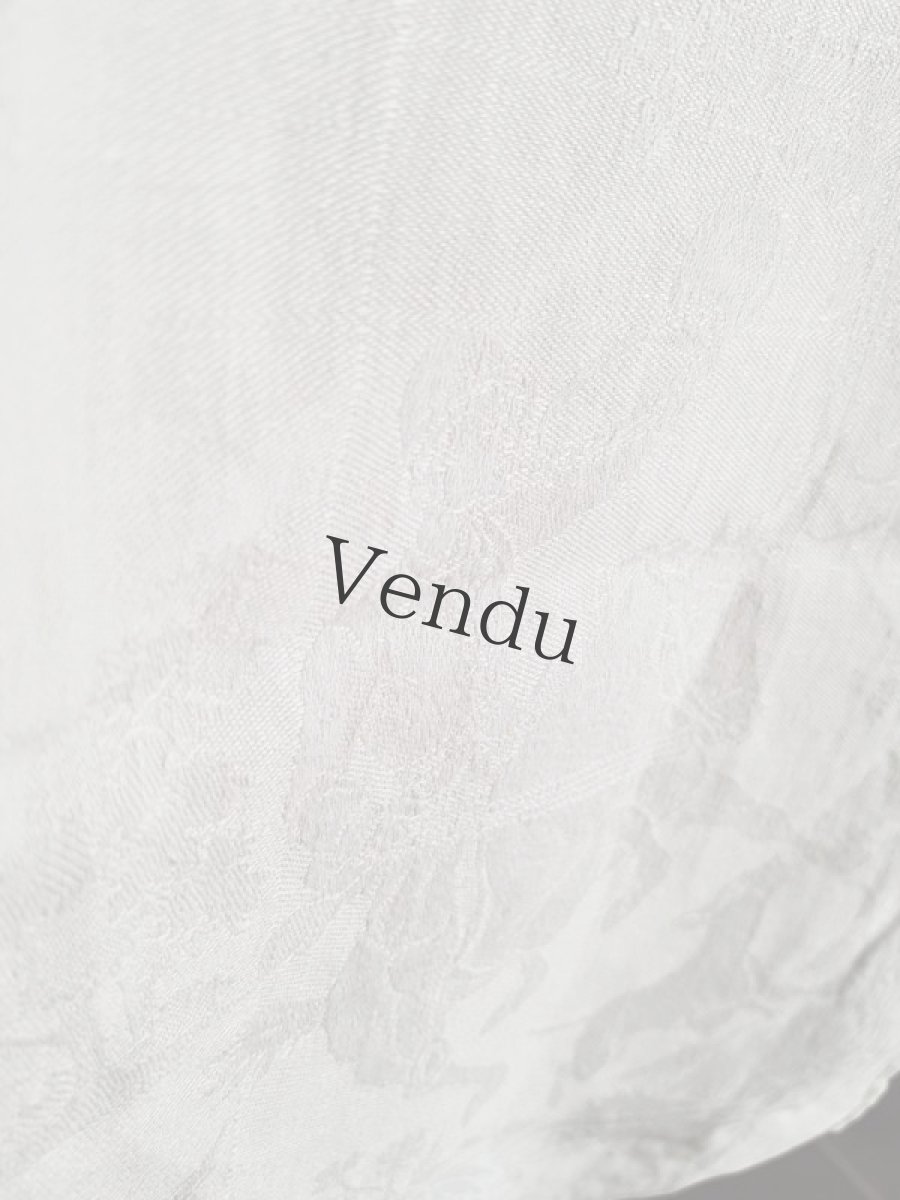 画像7: フランスアンティーク　モノグラム手刺繍HF ダマスク織リネンクロス (7)