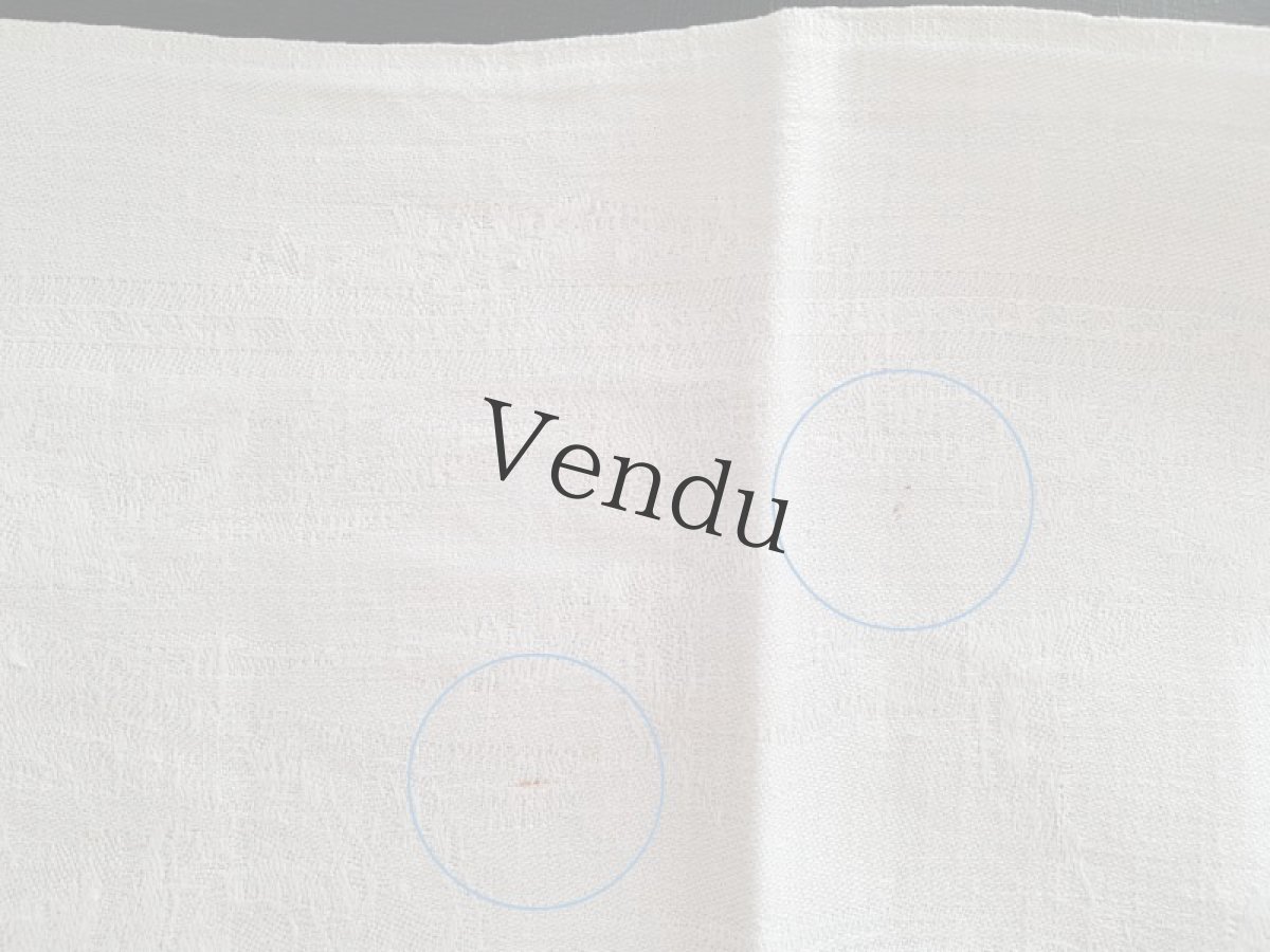 画像12: フランスアンティーク　モノグラム手刺繍HF ダマスク織リネンクロス (12)