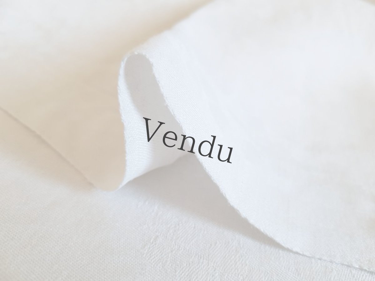 画像7: フランスアンティーク　モノグラム手刺繍BF ダマスク織リネンクロス (7)