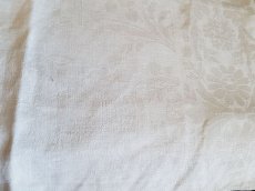 画像5: フランスアンティーク　モノグラム手刺繍BF ダマスク織リネンクロス (5)