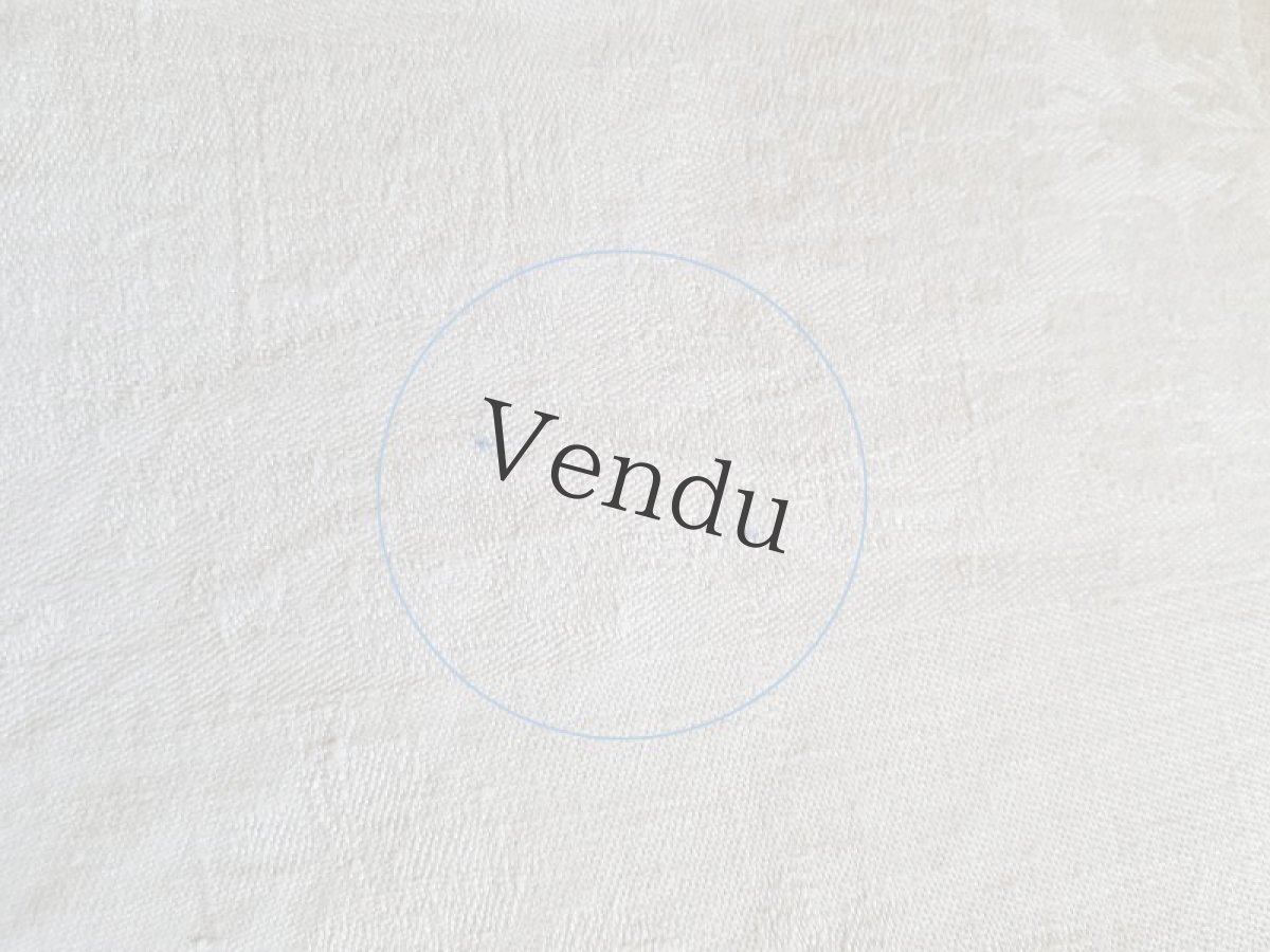 画像11: フランスアンティーク　モノグラム手刺繍BF ダマスク織リネンクロス (11)