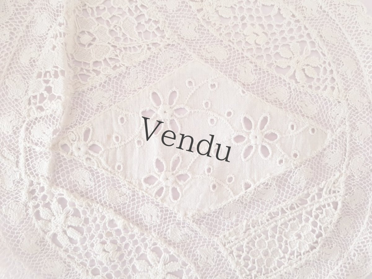 画像4: フランスヴィンテージ　ノルマンディレースのドイリー (4)