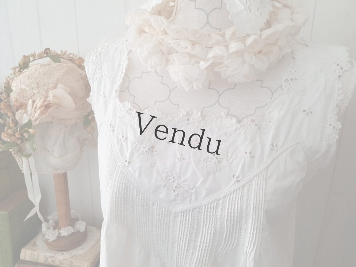 画像4: フランスアンティーク　蝶のカットワーク刺繍 コットンワンピース (4)