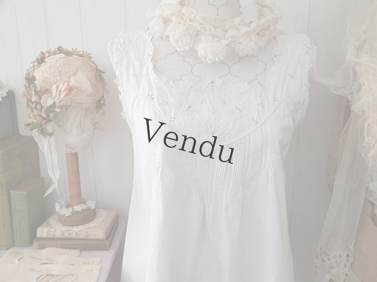 画像5: フランスアンティーク　蝶のカットワーク刺繍 コットンワンピース (5)