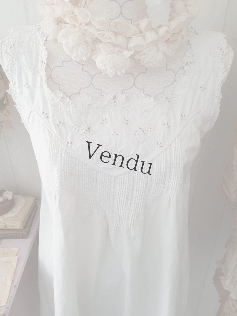 画像6: フランスアンティーク　蝶のカットワーク刺繍 コットンワンピース (6)