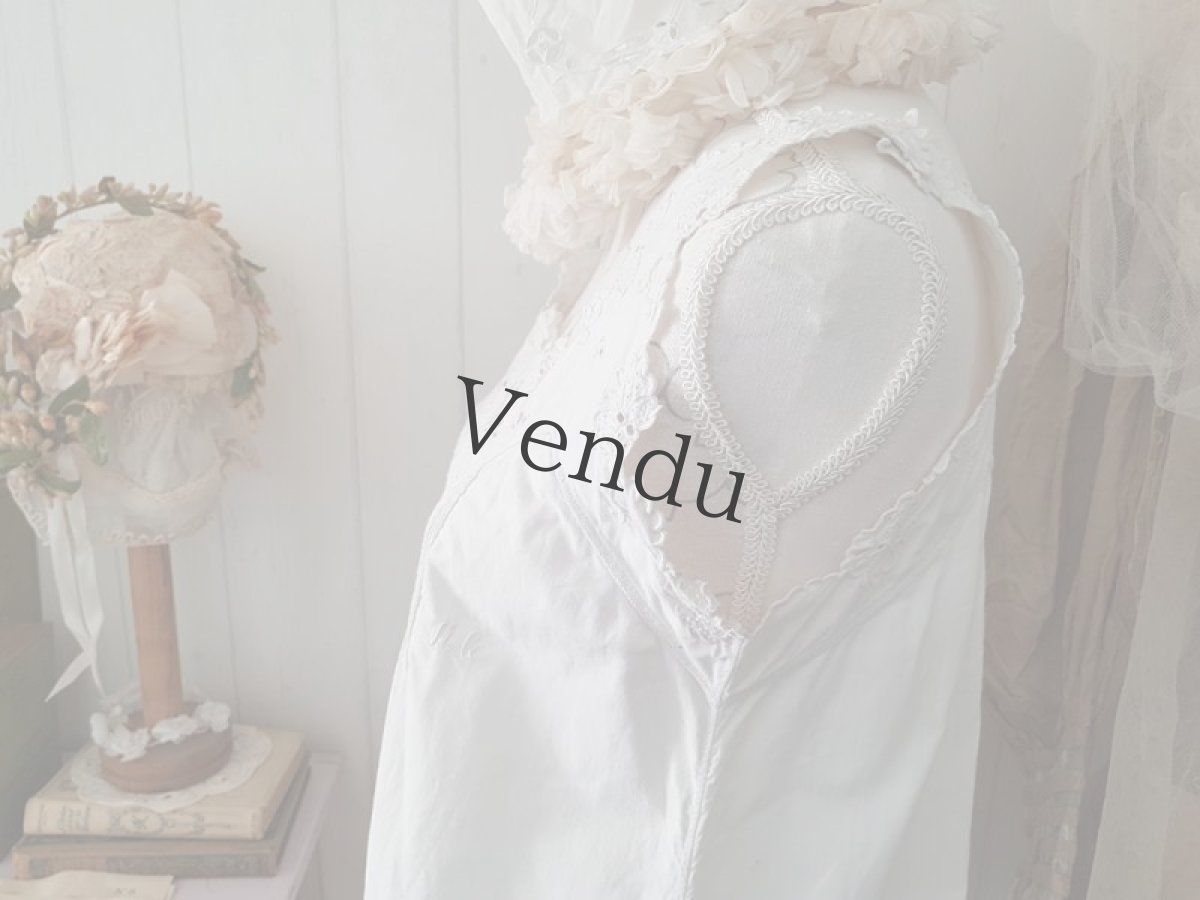 画像9: フランスアンティーク　蝶のカットワーク刺繍 コットンワンピース (9)