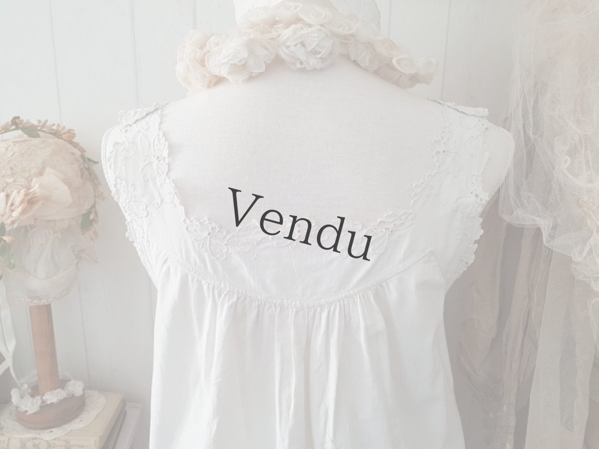 画像11: フランスアンティーク　蝶のカットワーク刺繍 コットンワンピース (11)