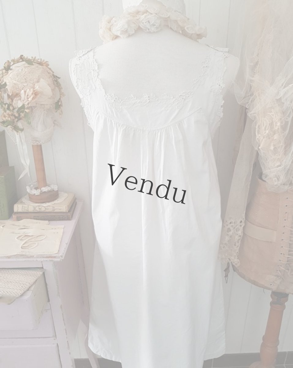 画像12: フランスアンティーク　蝶のカットワーク刺繍 コットンワンピース (12)