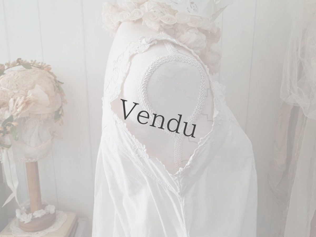 画像13: フランスアンティーク　蝶のカットワーク刺繍 コットンワンピース (13)