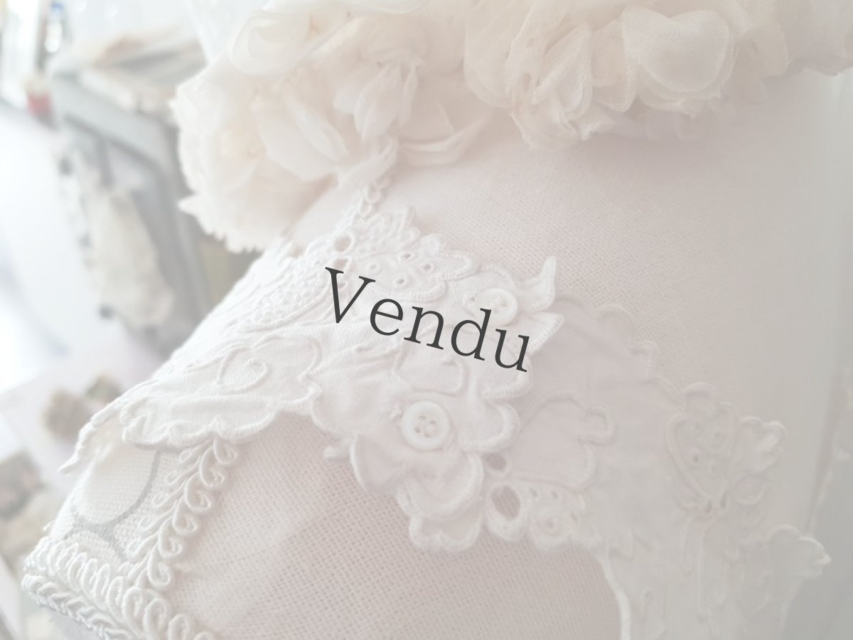 画像14: フランスアンティーク　蝶のカットワーク刺繍 コットンワンピース (14)